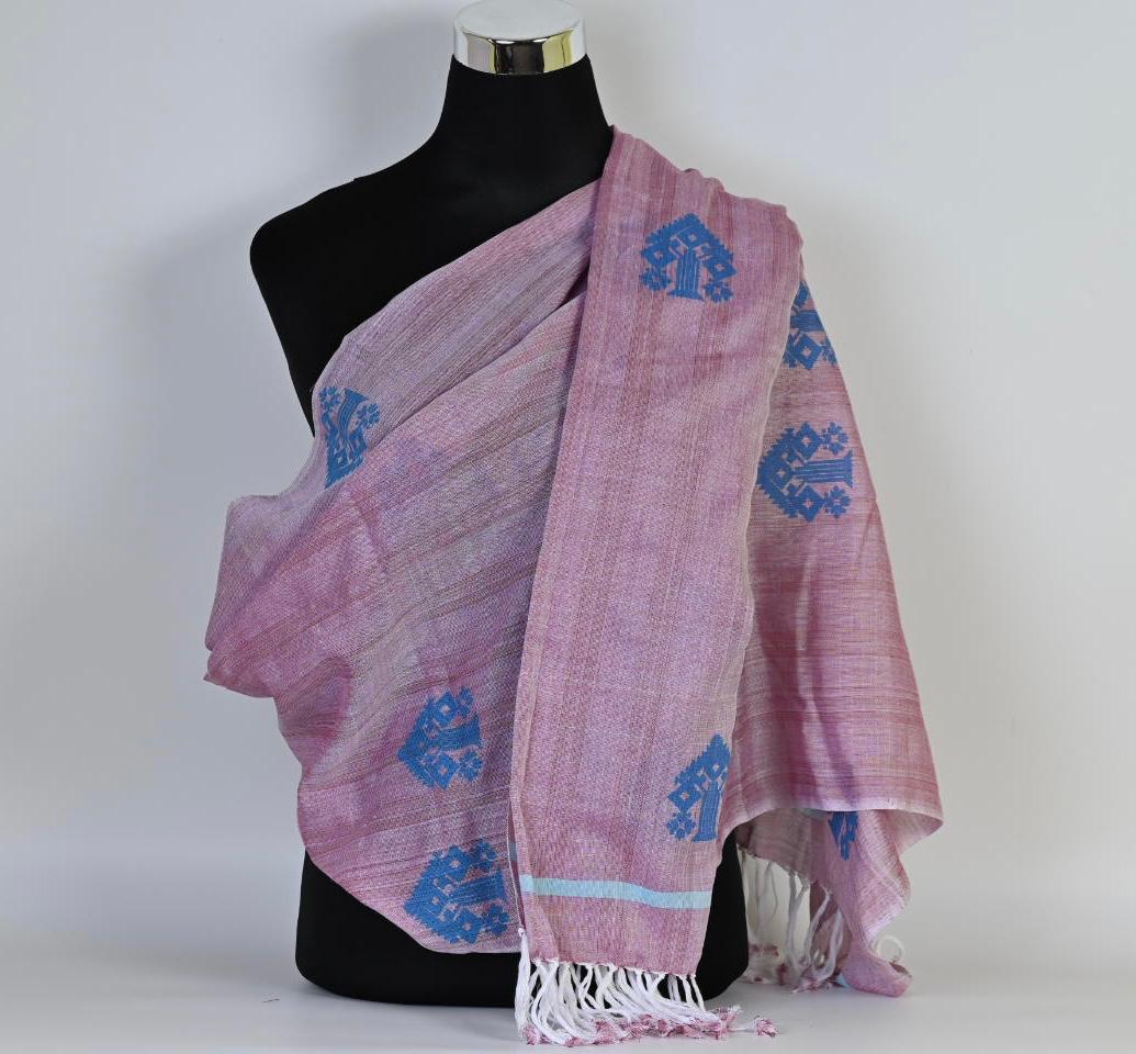 Hand Woven Stole With Tradional Motifs of Assam